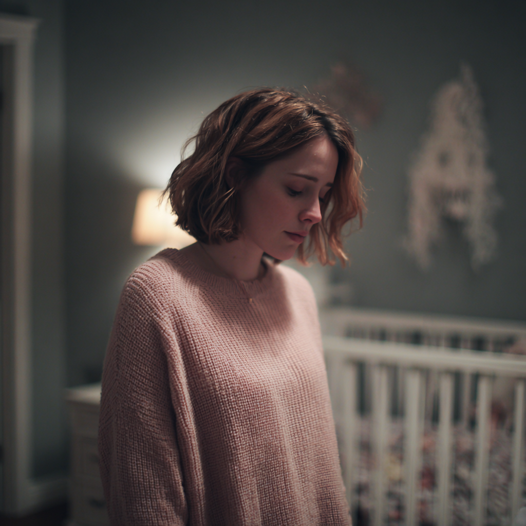 Una mujer de pie en una guardería | Fuente: Midjourney