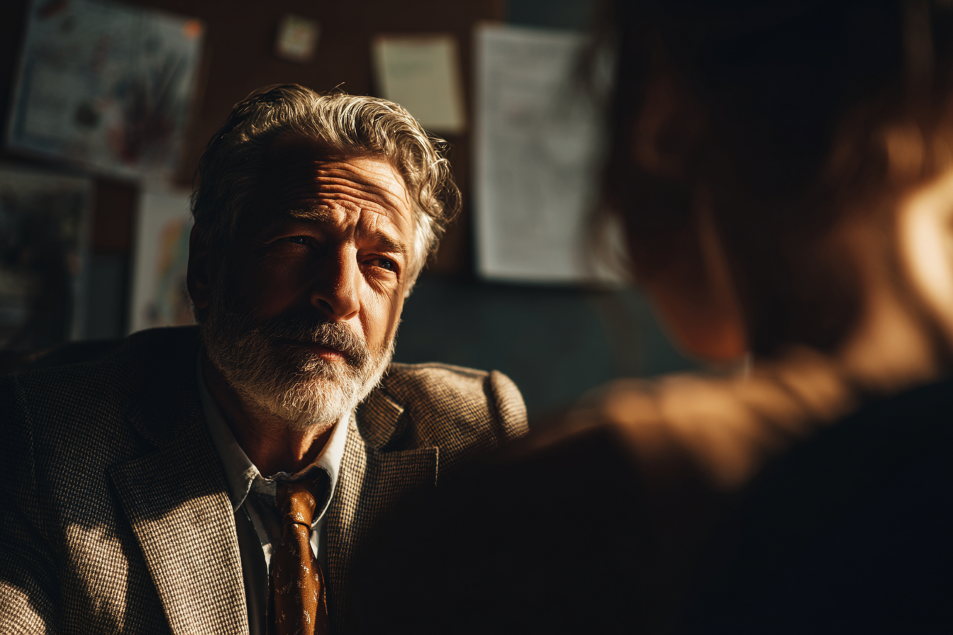 Un hombre hablando con una mujer | Fuente: Midjourney