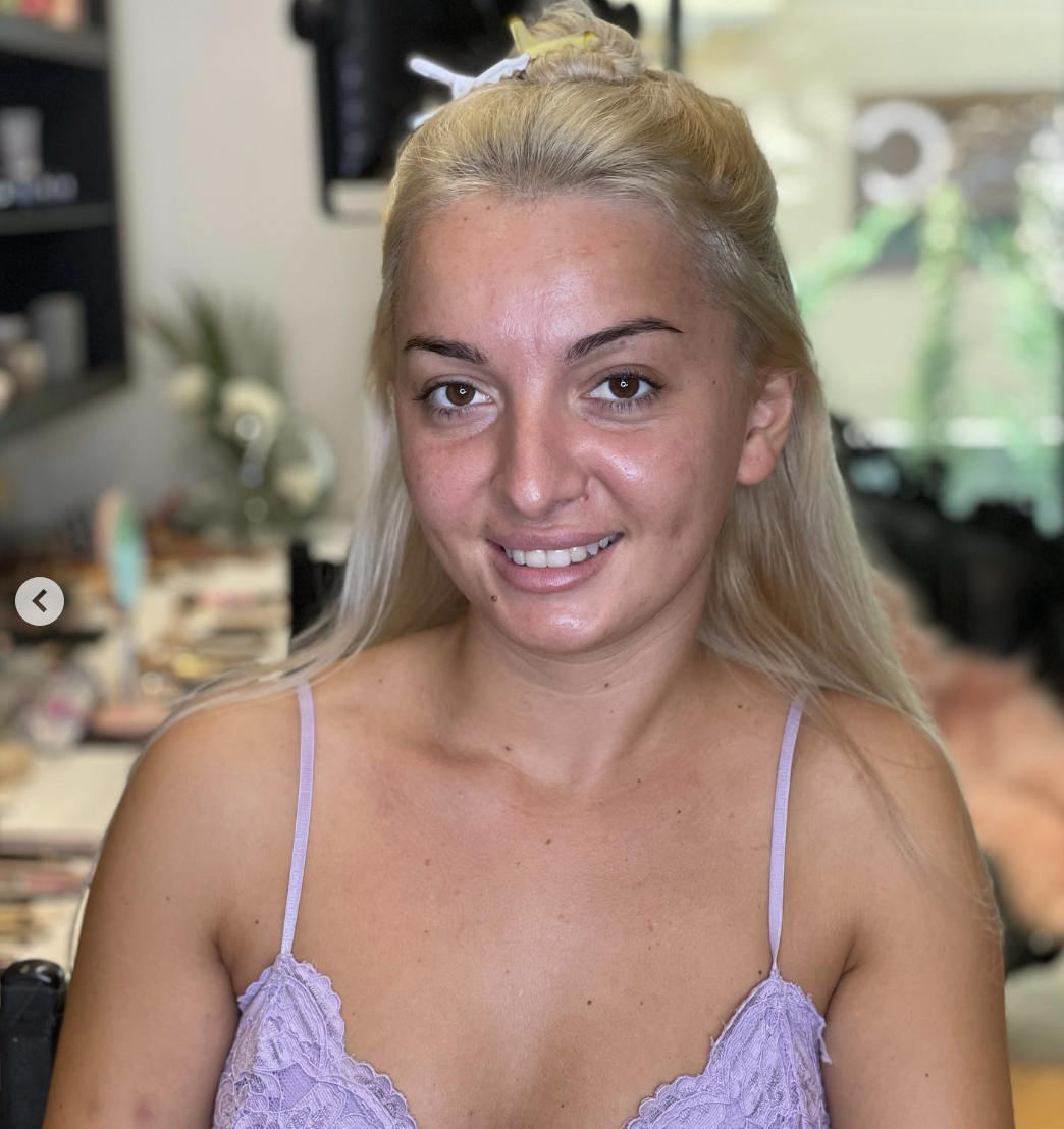 La novia antes del glamour | Fuente: Instagram/arber_bytyqi_mua