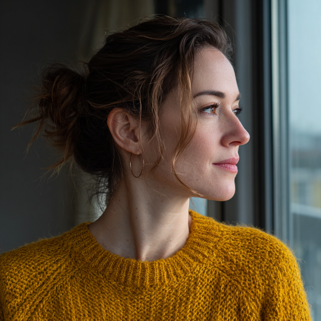 Una mujer pensativa mirando por una ventana | Fuente: Midjourney