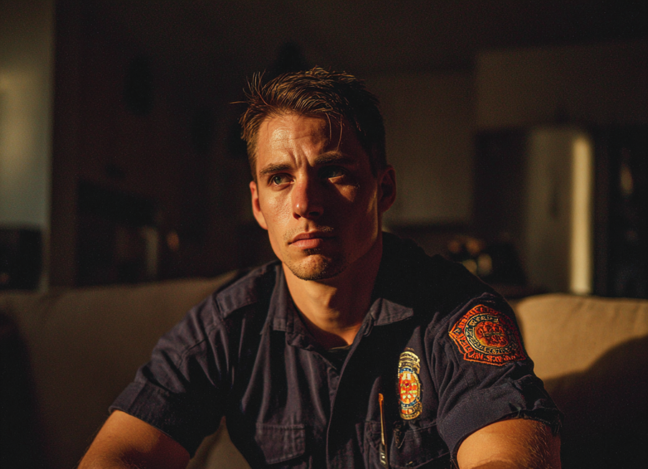 Un hombre preocupado sentado en un sofá | Fuente: Midjourney