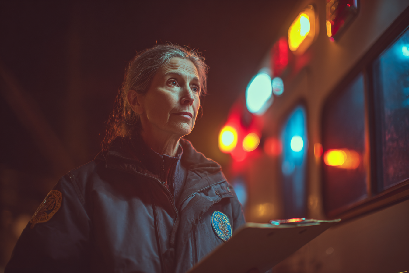 Una mujer mayor con un portapapeles en la mano | Fuente: Midjourney