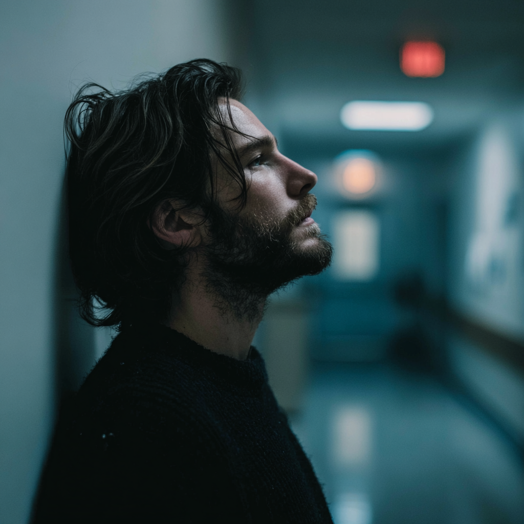 Un hombre apoyado en una pared | Fuente: Midjourney