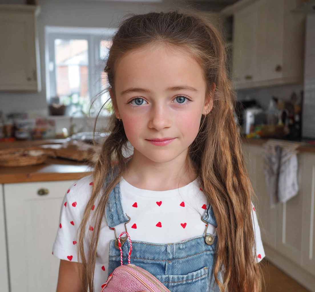 Una niña de pie en una cocina | Fuente: Midjourney
