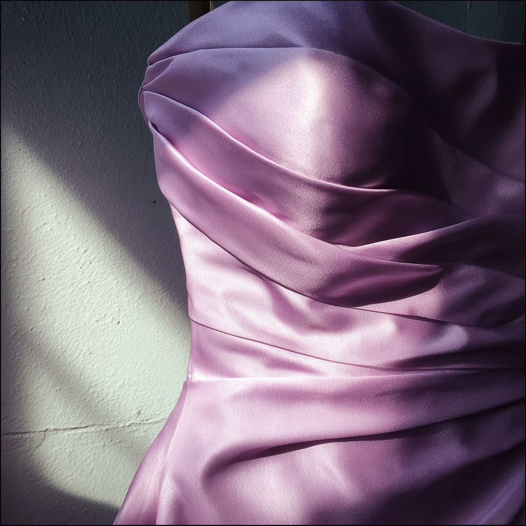 Un vestido de dama de honor lila | Fuente: Midjourney