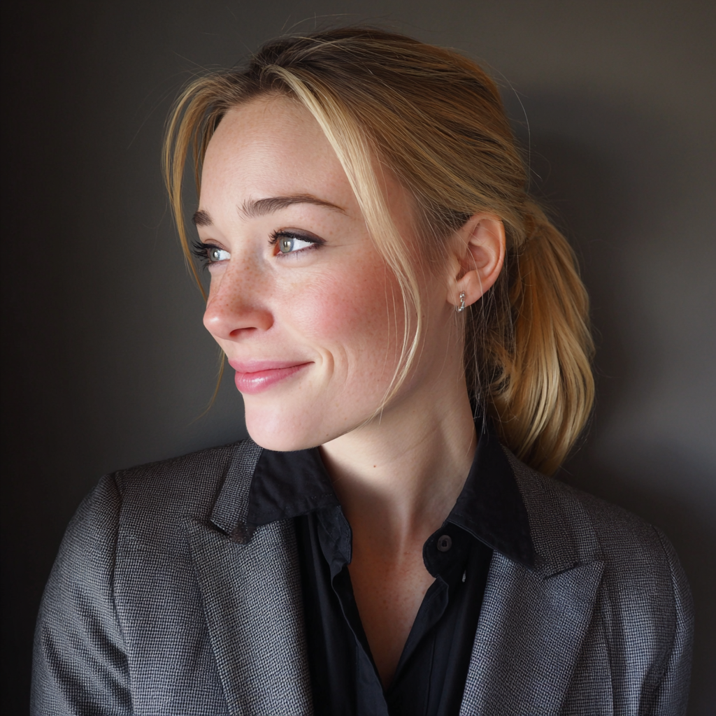 Vista lateral de una mujer sonriente | Fuente: Midjourney