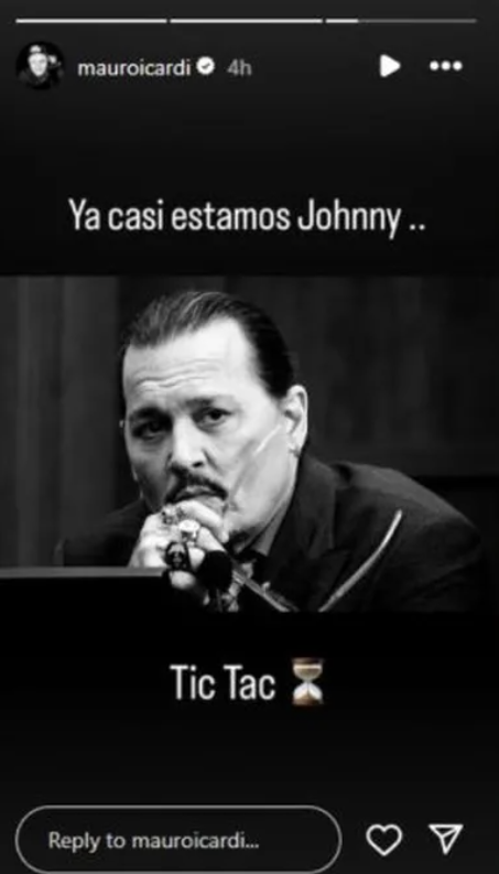 Foto de Johnny Depp compartida por Mauro Icardi | Fuente: Instagram Stories/mauroicardi