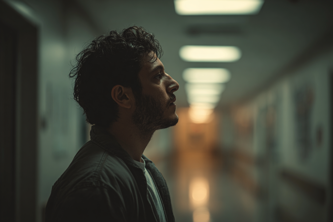 Un hombre de pie en un hospital | Fuente: Midjourney