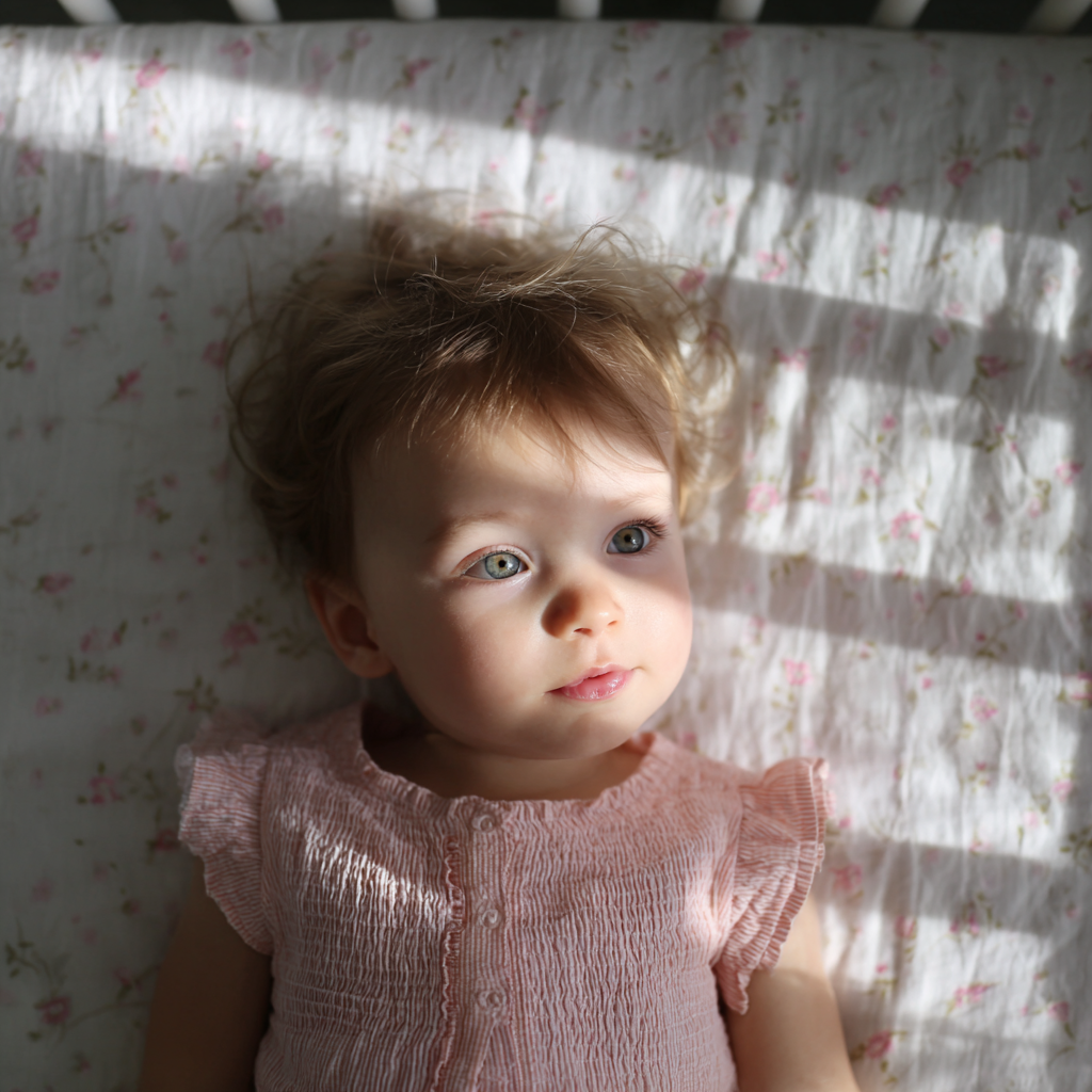 Una niña en una cuna | Fuente: Midjourney