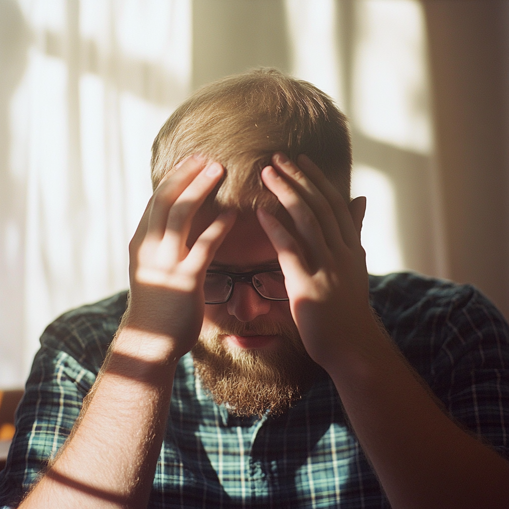 Un hombre sujetándose la cabeza | Fuente: Midjourney
