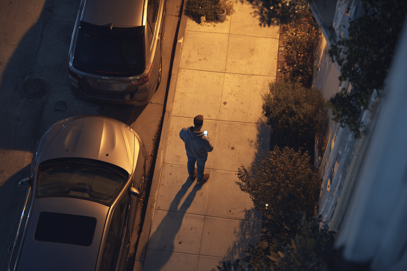 Un hombre frente a un edificio | Fuente: Midjourney