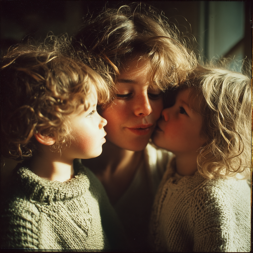 Una madre feliz con sus hijos | Fuente: Midjourney