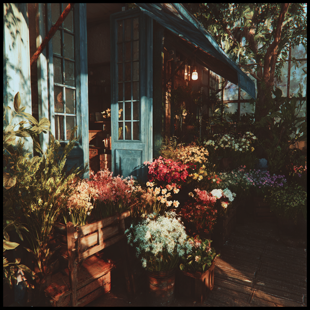El exterior de una floristería | Fuente: Midjourney