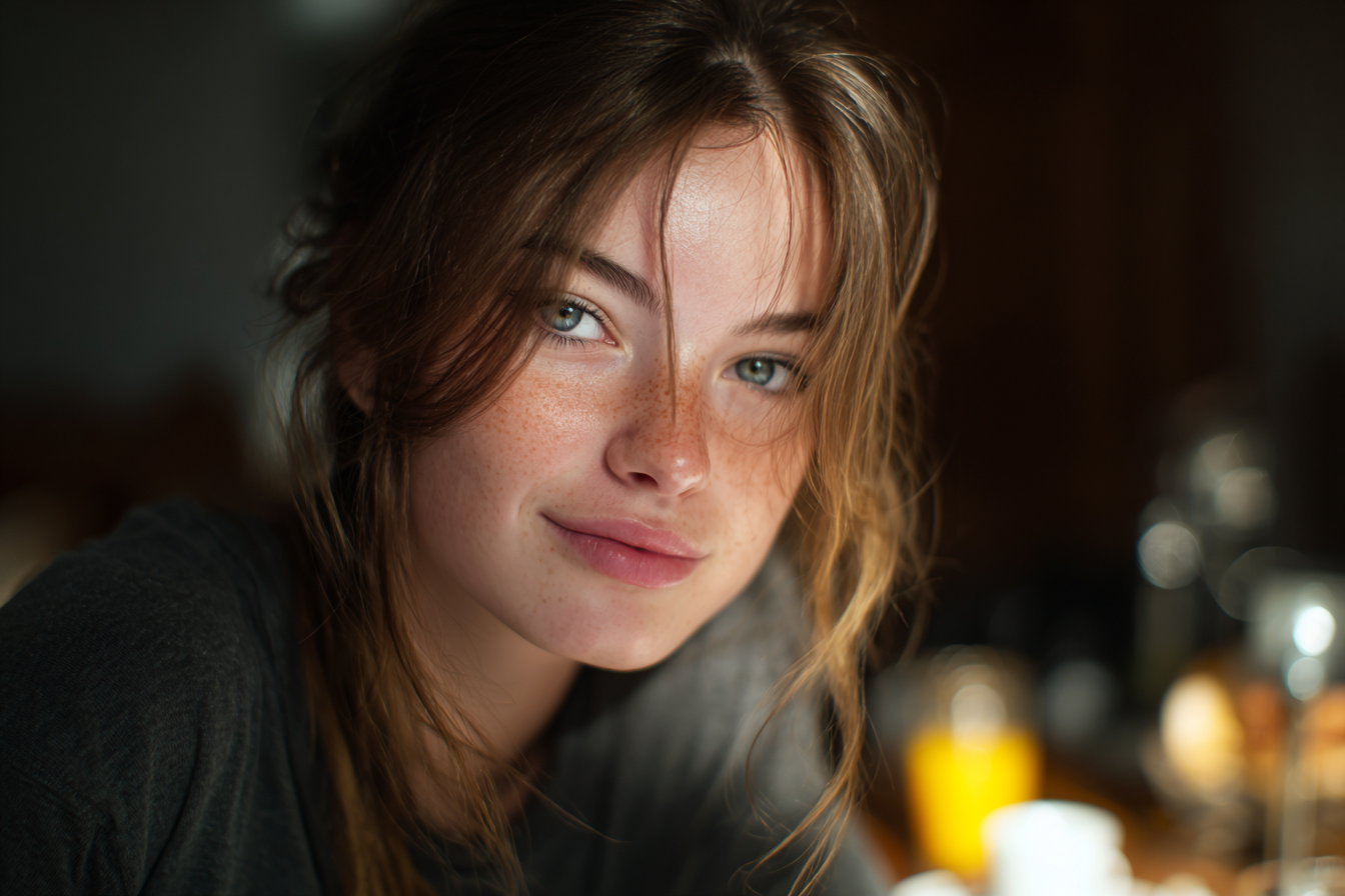 Una joven sonriendo | Fuente: Midjourney