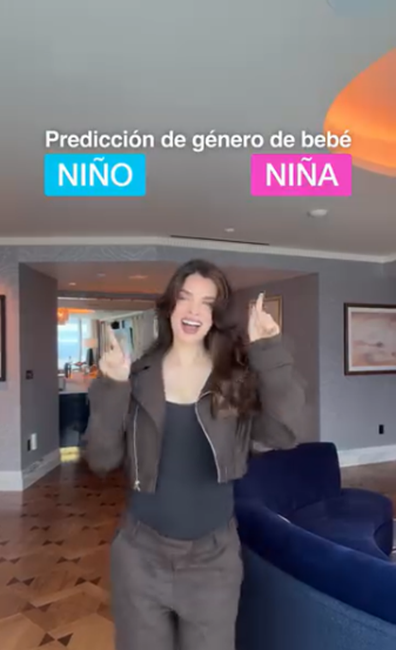 Nadia Ferreira señalando carteles para realizar una predicción sobre el género de su segundo bebé con Marc Anthony | Fuente: Instagram/nadiaferreira