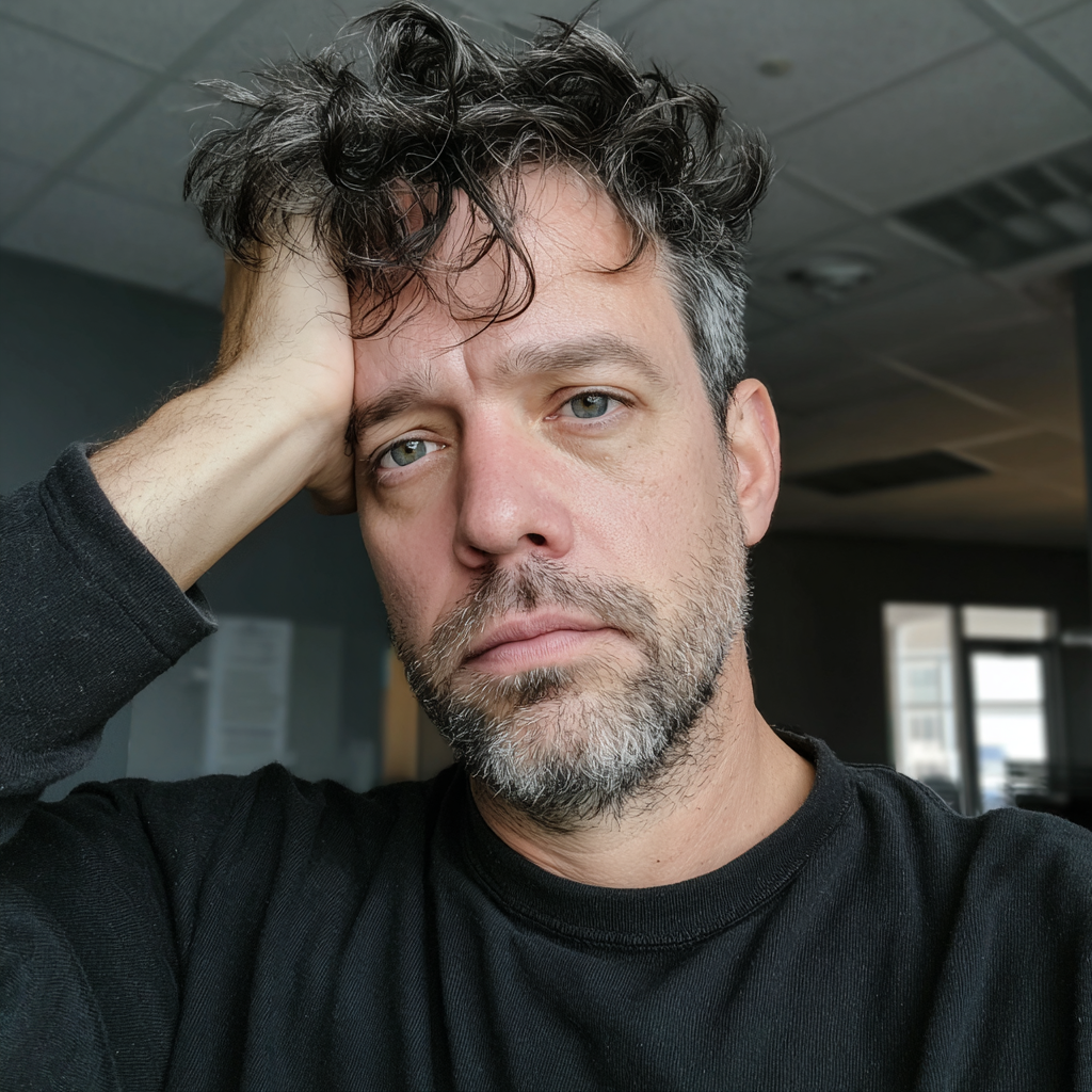 Un hombre de pie con la mano en la cabeza | Fuente: Midjourney