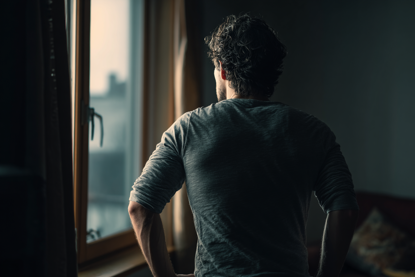 Un hombre junto a una ventana | Fuente: Midjourney