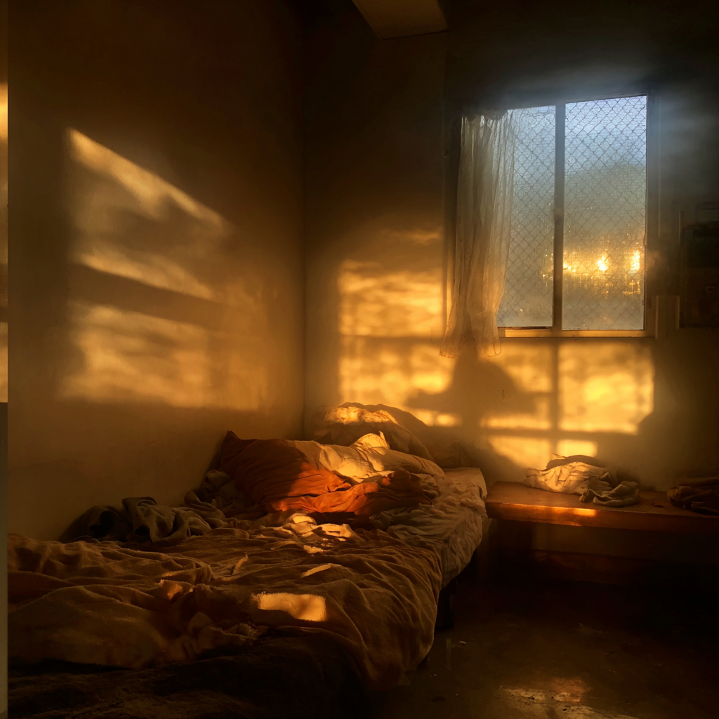 Una cama en un refugio para mujeres | Fuente: Midjourney