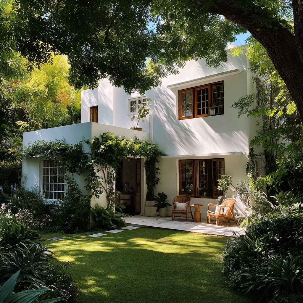 El exterior de una hermosa casa | Fuente: Midjourney