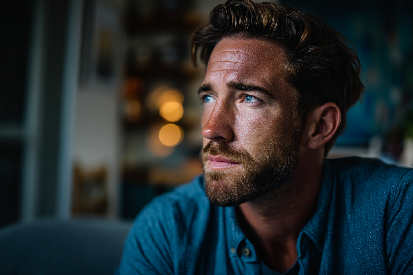 Un hombre sentado en un sofá | Fuente: Midjourney