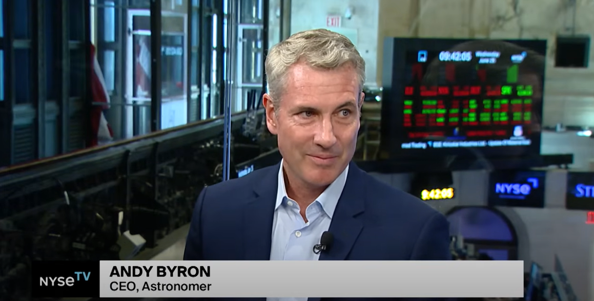 El director general de Astronomer, Andy Byron, en una entrevista con NYSETV, de un post de YouTube del 25 de junio de 2025 | Fuente: YouTube/NYSETV