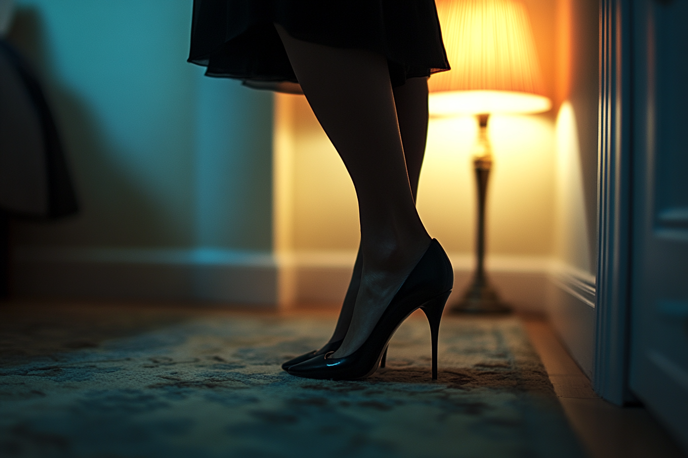 Una mujer con tacones en la puerta | Fuente: Midjourney