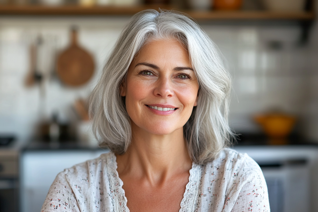 Una mujer sonriendo a alguien | Fuente: Midjourney