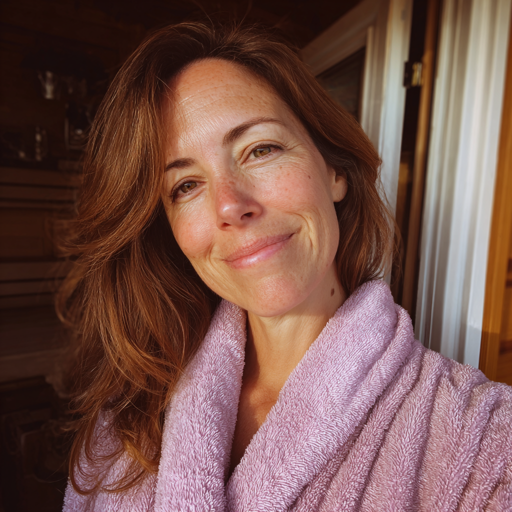 Una mujer de pie en un porche | Fuente: Midjourney