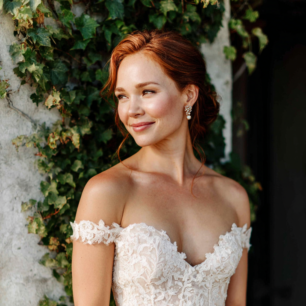 Una novia sonriente en el exterior | Fuente: Midjourney