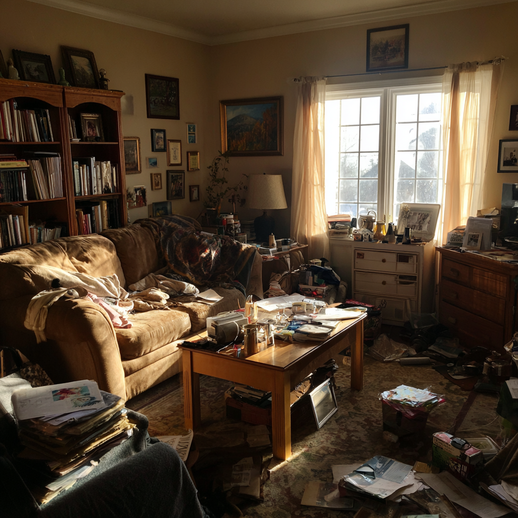 Un salón desordenado | Fuente: Midjourney