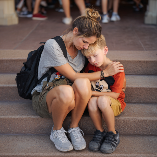 Una mujer abrazando a un niño | Fuente: Midjourney