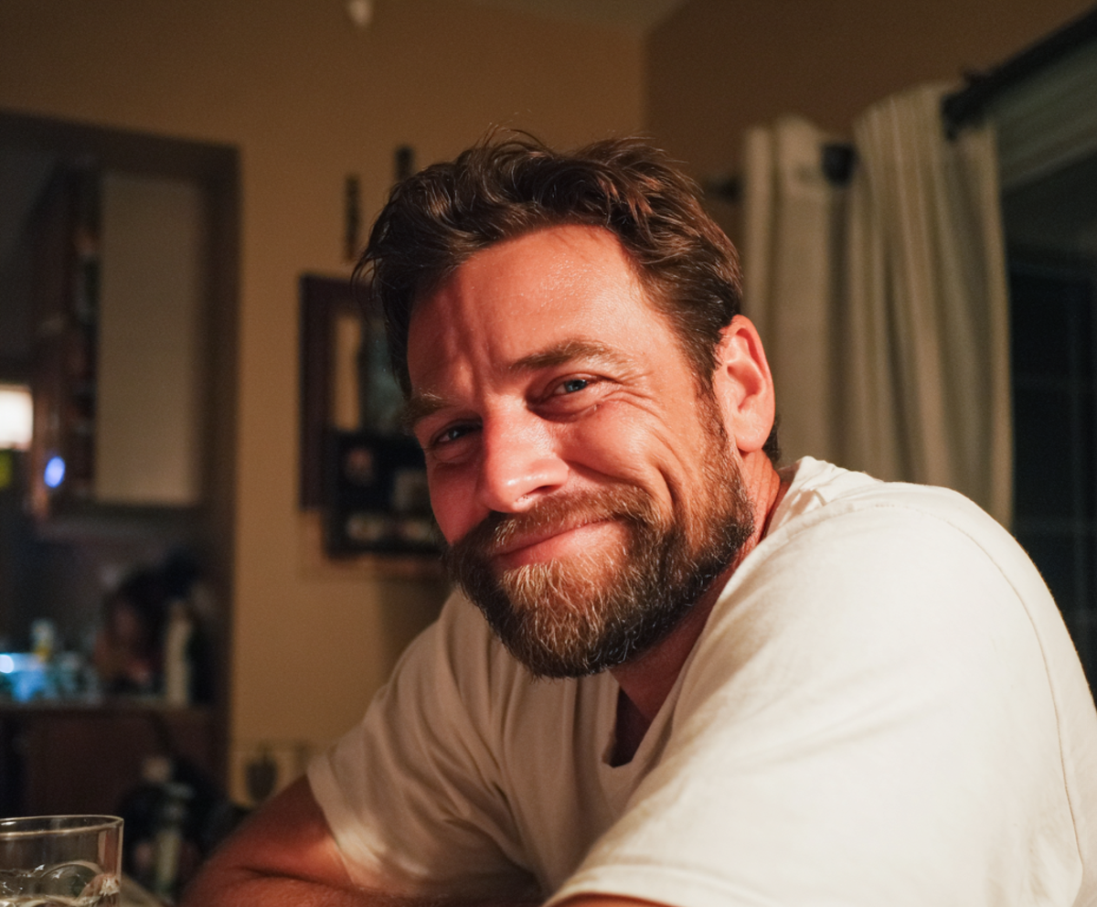 Un hombre engreído sentado a una mesa | Fuente: Midjourney