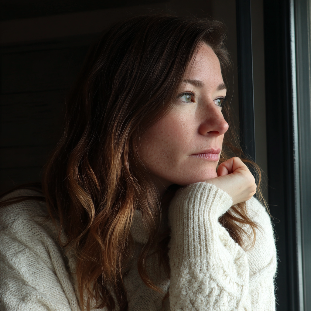 Una mujer mirando por una ventana | Fuente: Midjourney