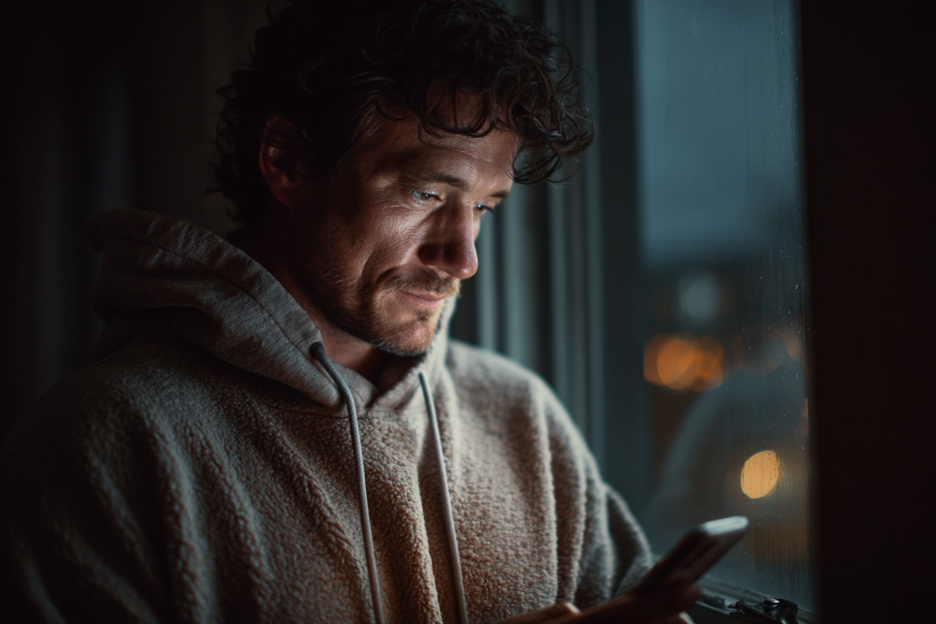 Un hombre usando el teléfono de su esposa | Fuente: Midjourney