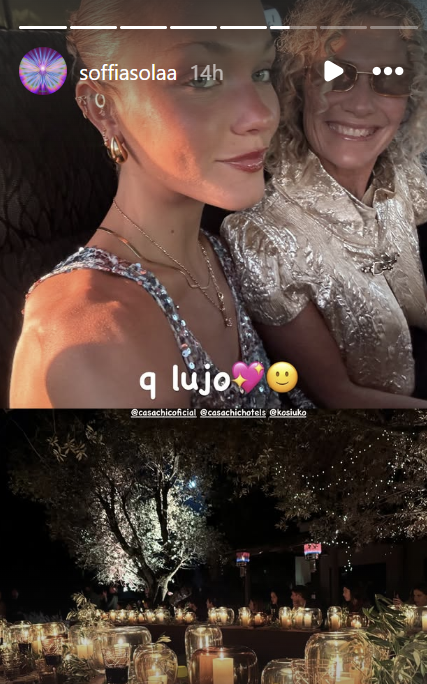 Maru Botana y su hija Sofía Solá compartiendo juntas durante un evento al aire libre en Carmelo, Uruguay | Fuente: Instagram Stories/soffiasolaa