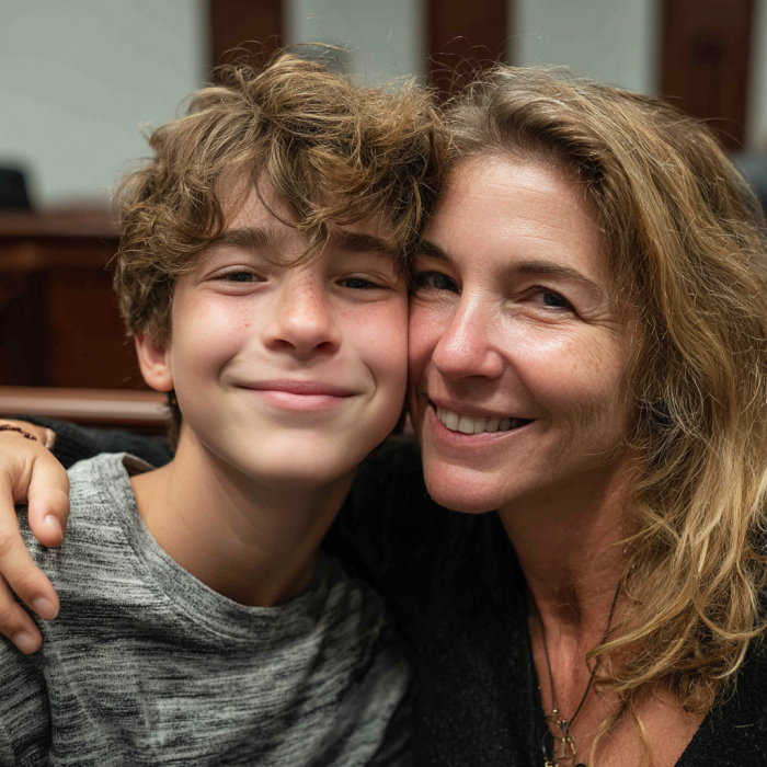 Una mujer abraza a su hijo adolescente | Fuente: Midjourney