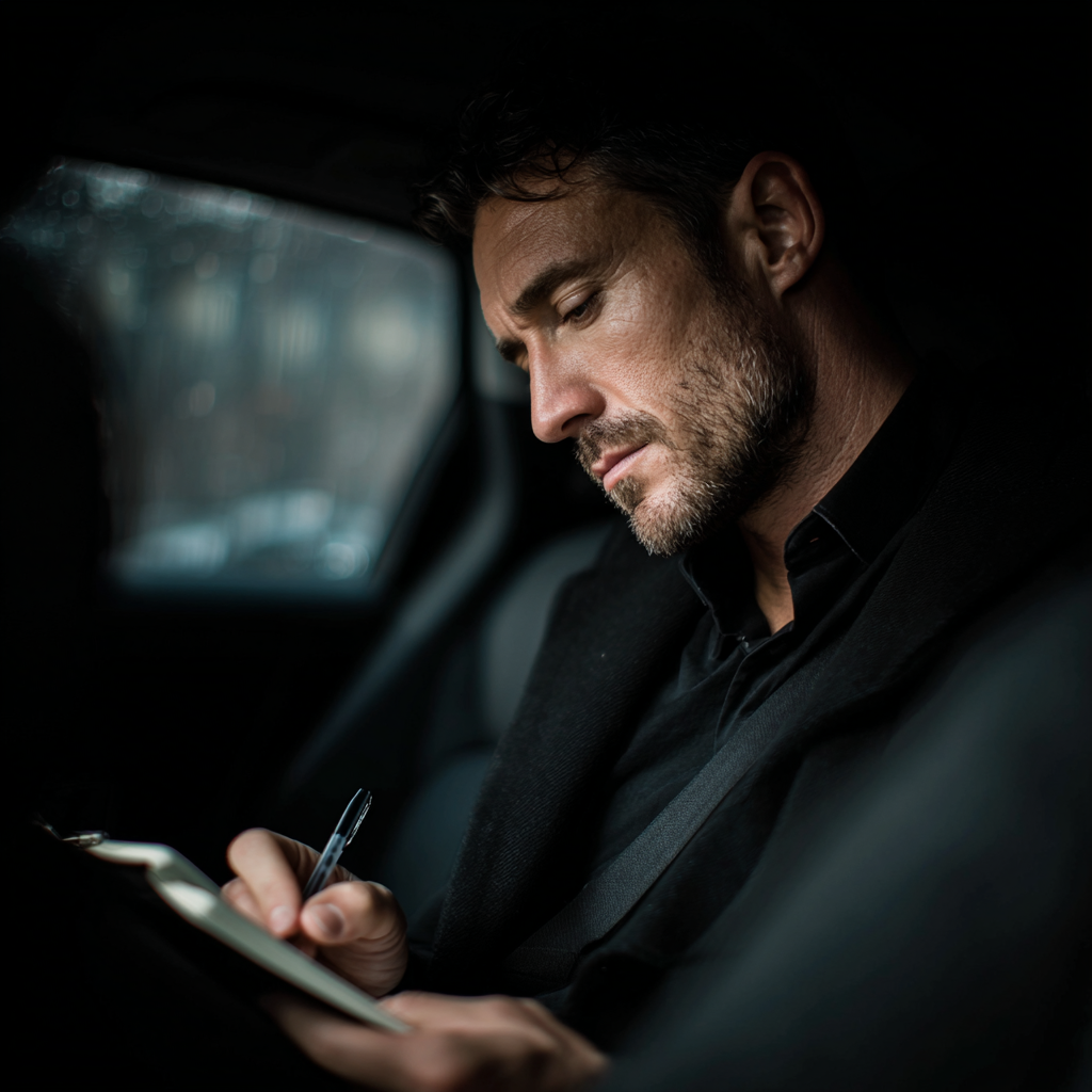 Un investigador privado escribiendo en un cuaderno | Fuente: Midjourney