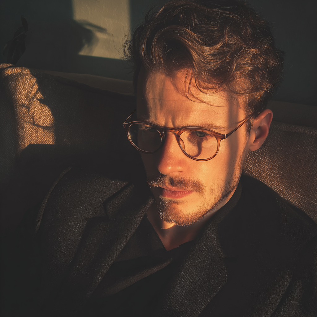 Un hombre sentado en un sofá | Fuente: Midjourney