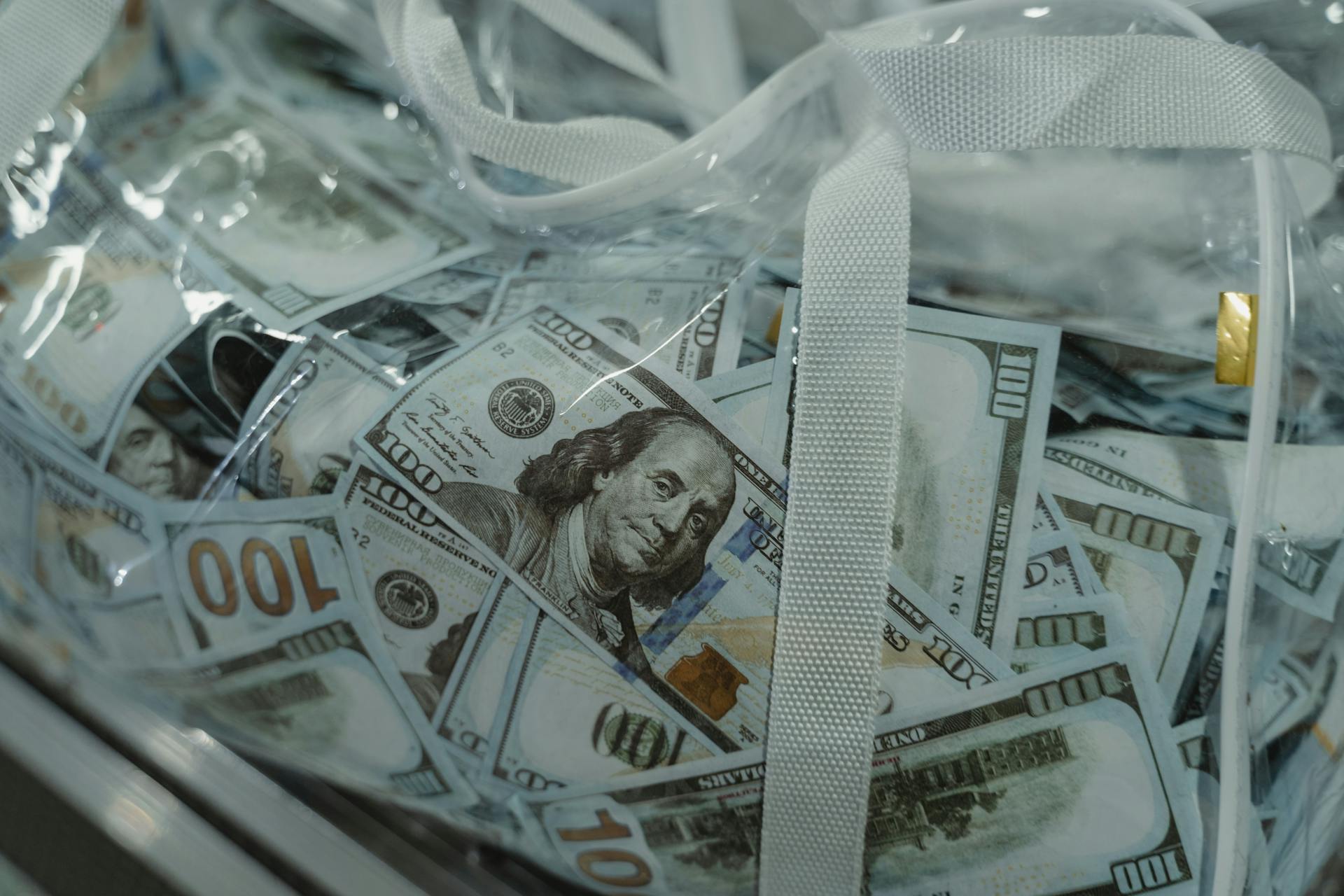 Una bolsa transparente con billetes de dólar | Fuente: Pexels