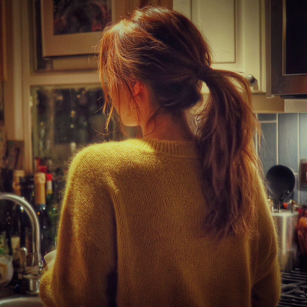 Una mujer ante un fregadero de cocina | Fuente: Midjourney