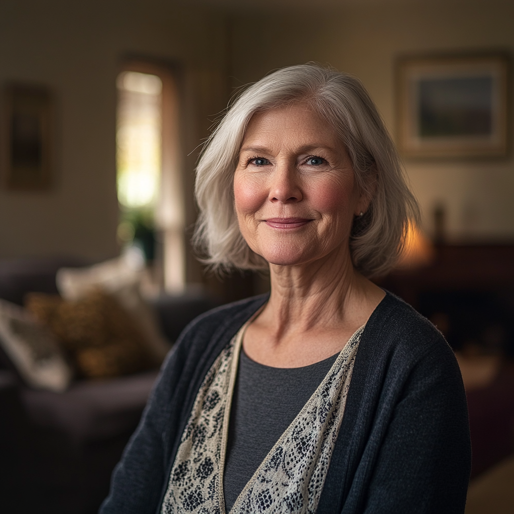 Una mujer mayor educada y de aspecto cálido | Fuente: Midjourney