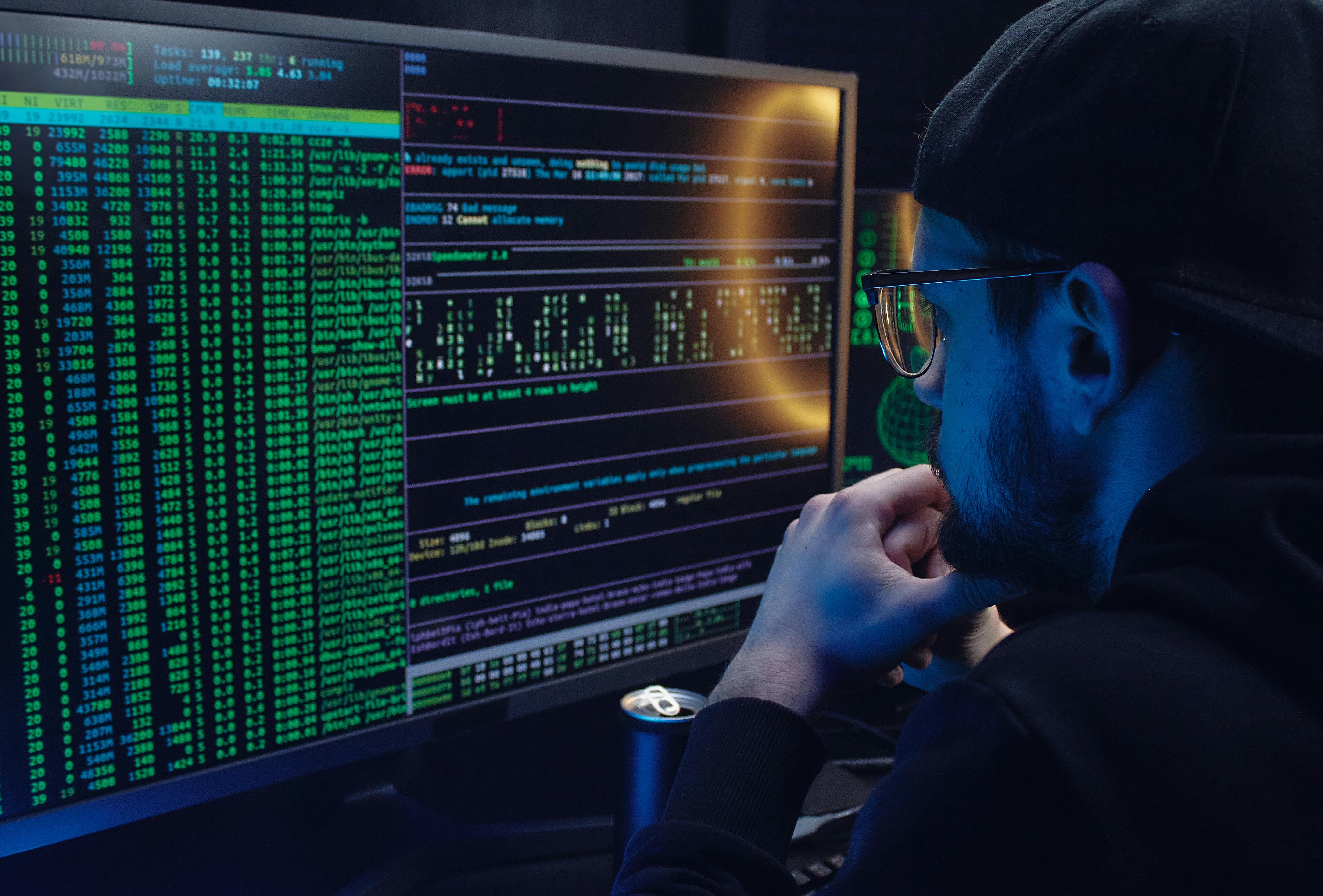 Un hombre pirateando información | Fuente: Pexels