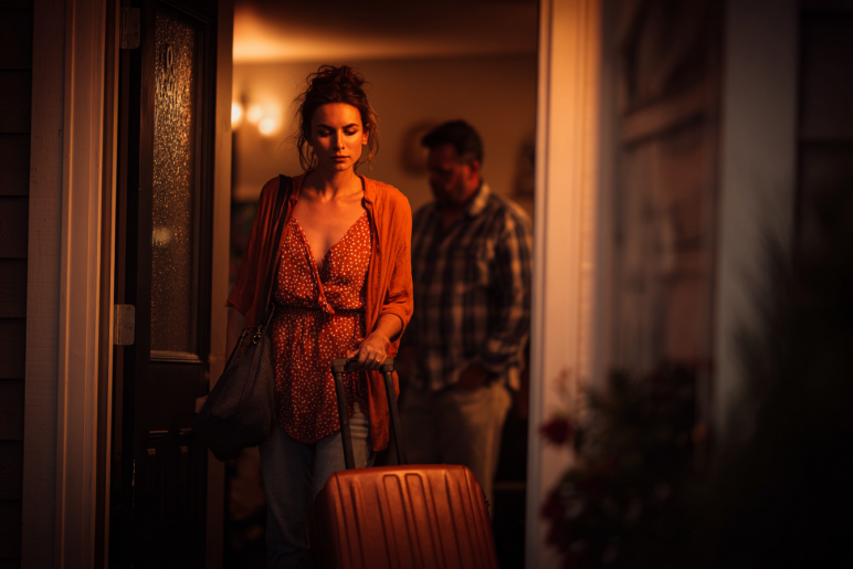 Una mujer alejándose de un hombre | Fuente: Midjourney
