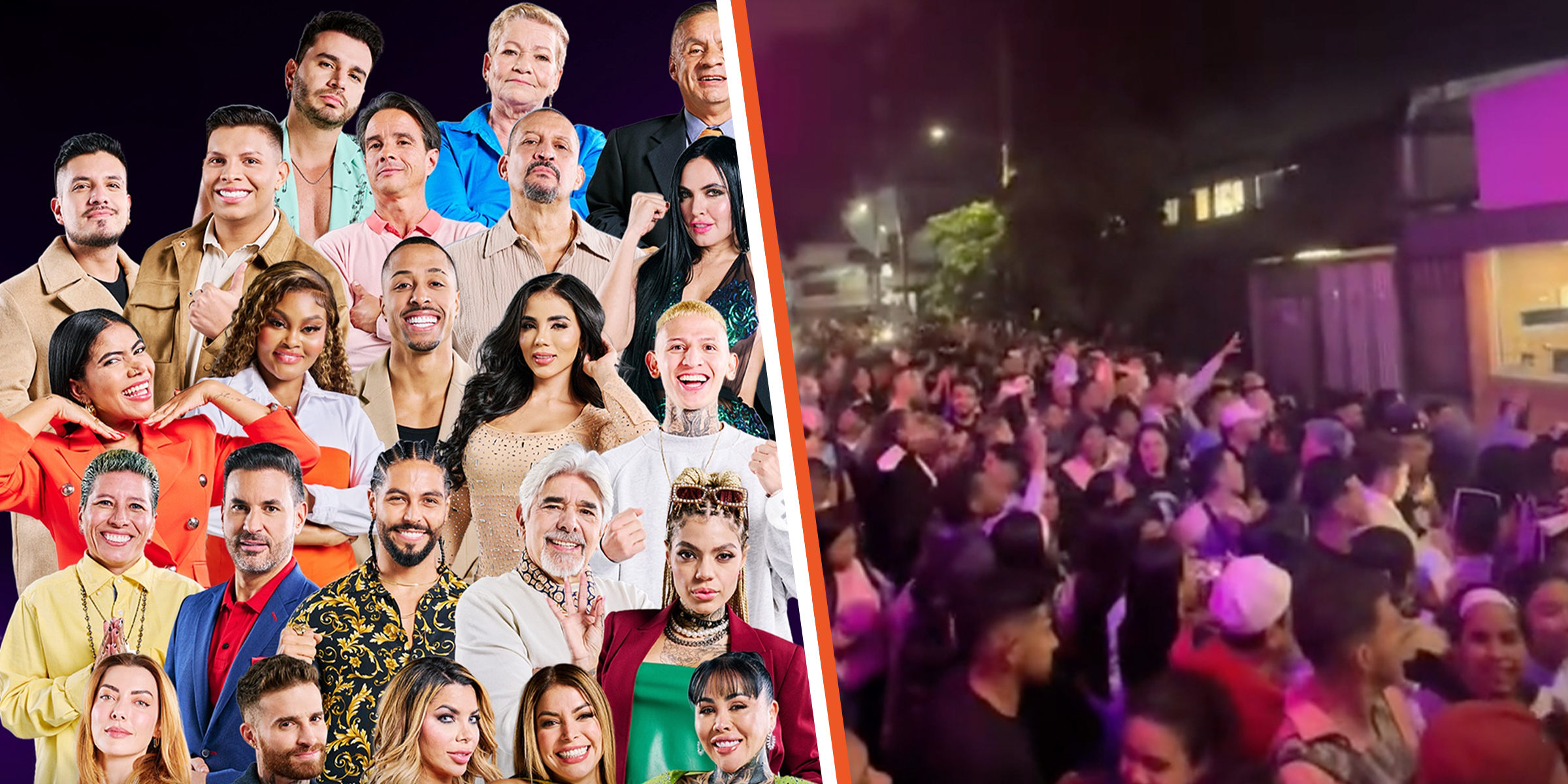 Participantes de "La Casa de los Famosos" | Fans prostestando fuera de RCN | Fuente: instagram.com/canalrcn | tiktok.com/@juanmanuelvelez