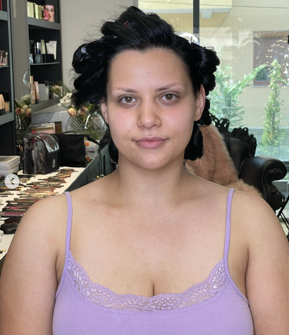 La novia antes del glamour | Fuente: Instagram/arber_bytyqi_mua