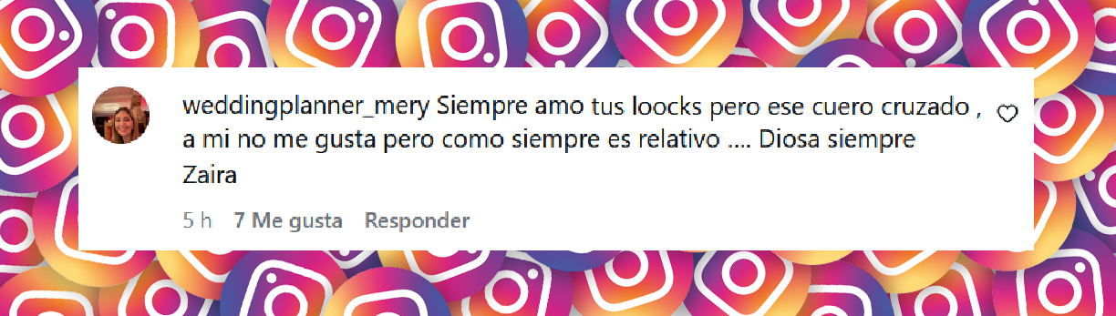 Comentario de una usuaria sobre el look de cuero de Zaira Nara | Fuente: Instagram/zaira.nara