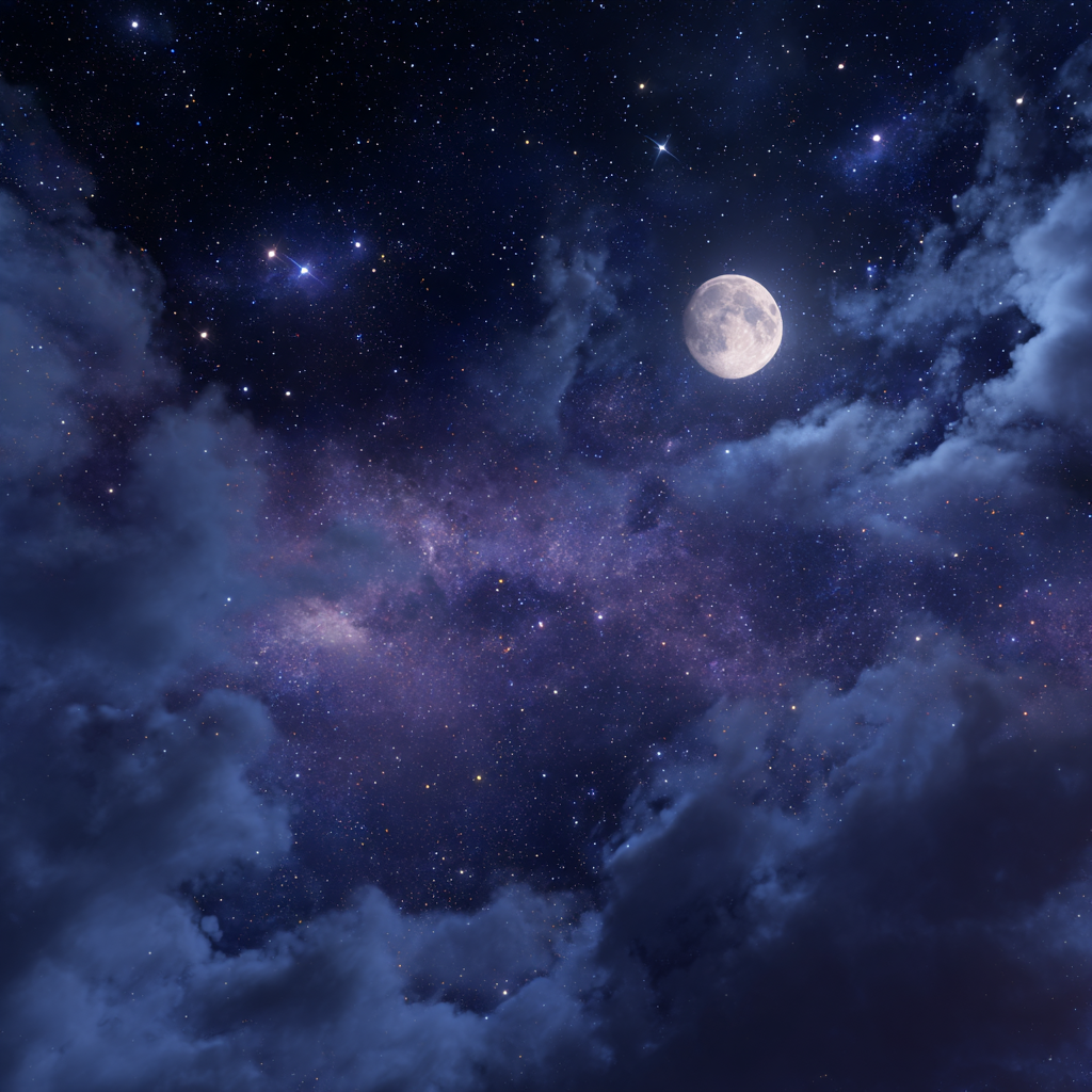 Primer plano de un hermoso cielo nocturno | Fuente: Midjourney