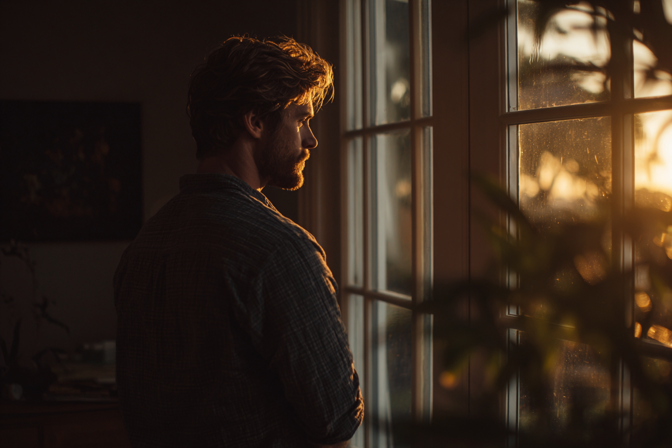 Un hombre junto a una ventana | Fuente: Midjourney