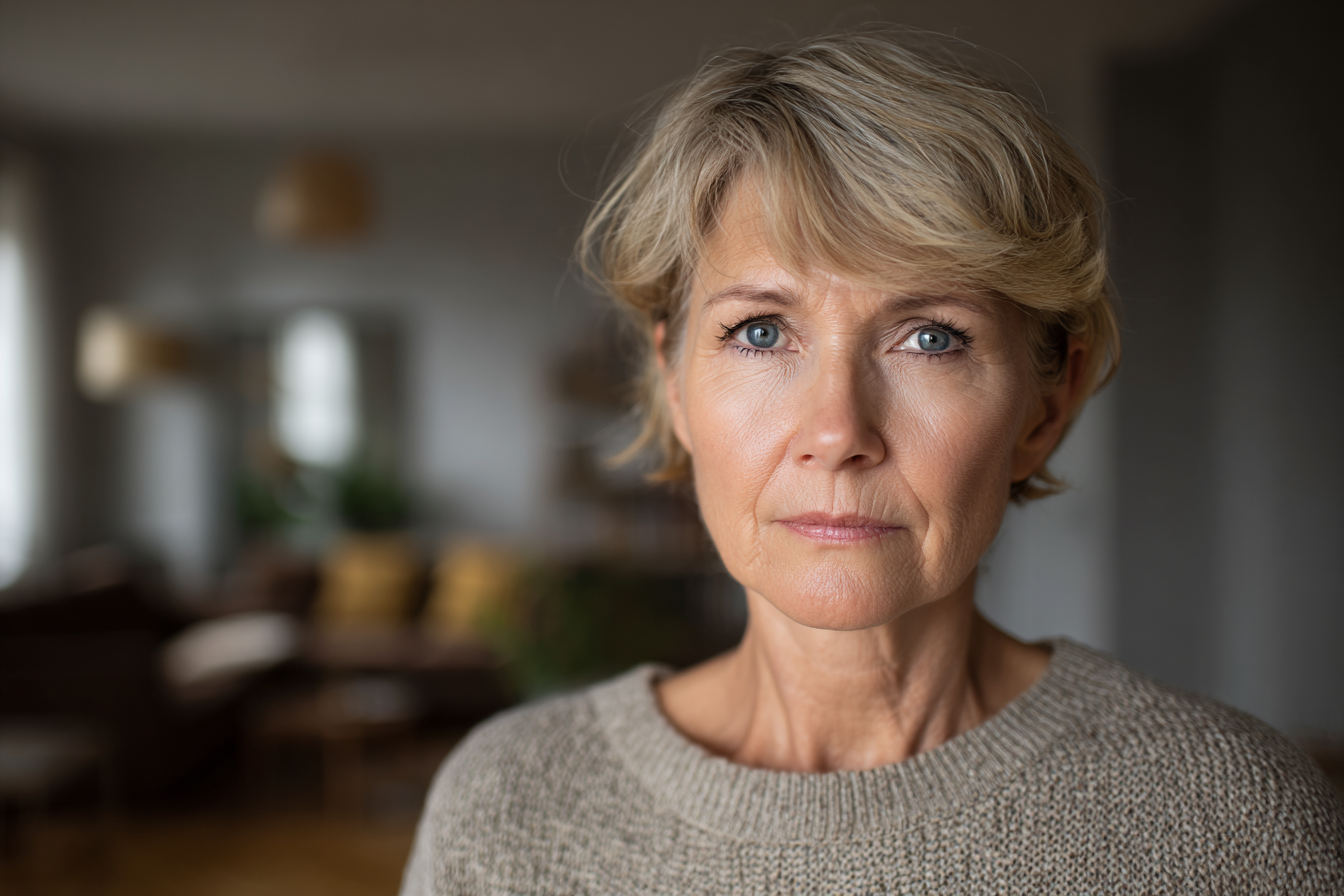 Una mujer mayor mirando al frente | Fuente: Midjourney