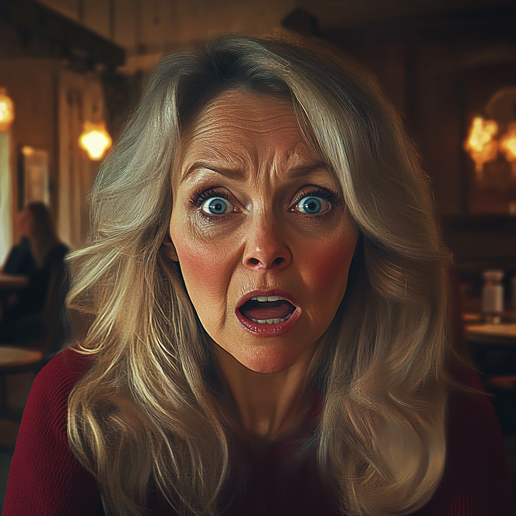 Una mujer asustada | Fuente: Midjourney